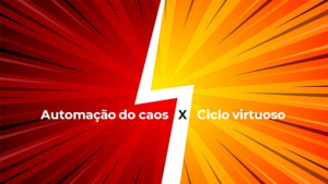 raio divide lado vermeho e amarelo com inscrição automação do cao x ciclo virtuoso