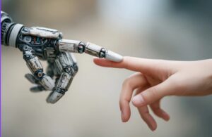 toque de dedos humanos e robóticos